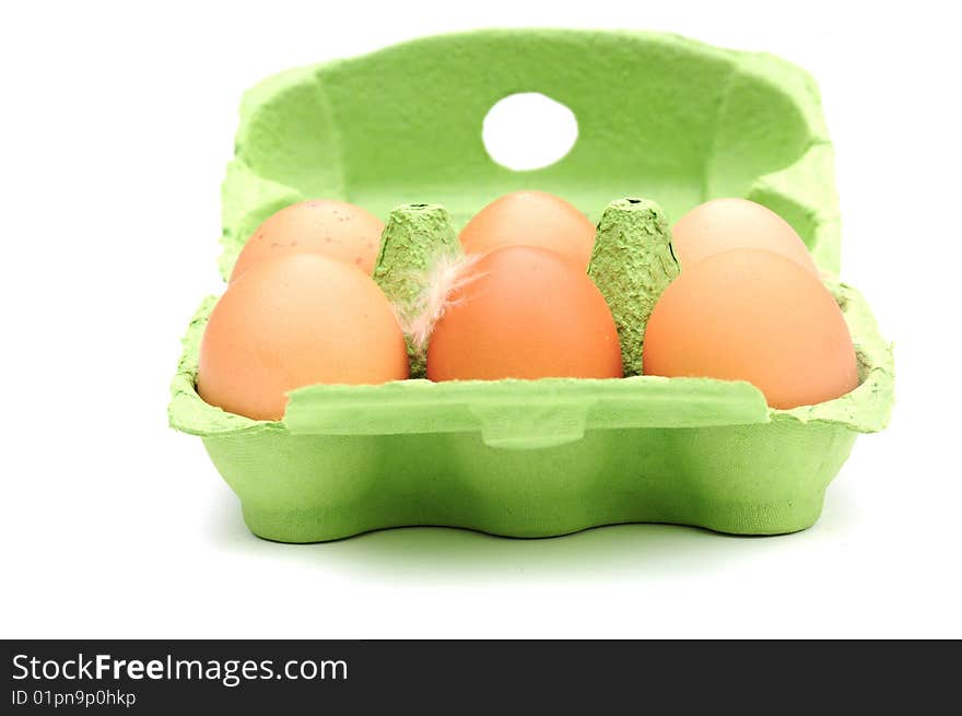 Half dozen free range eggs in a carton