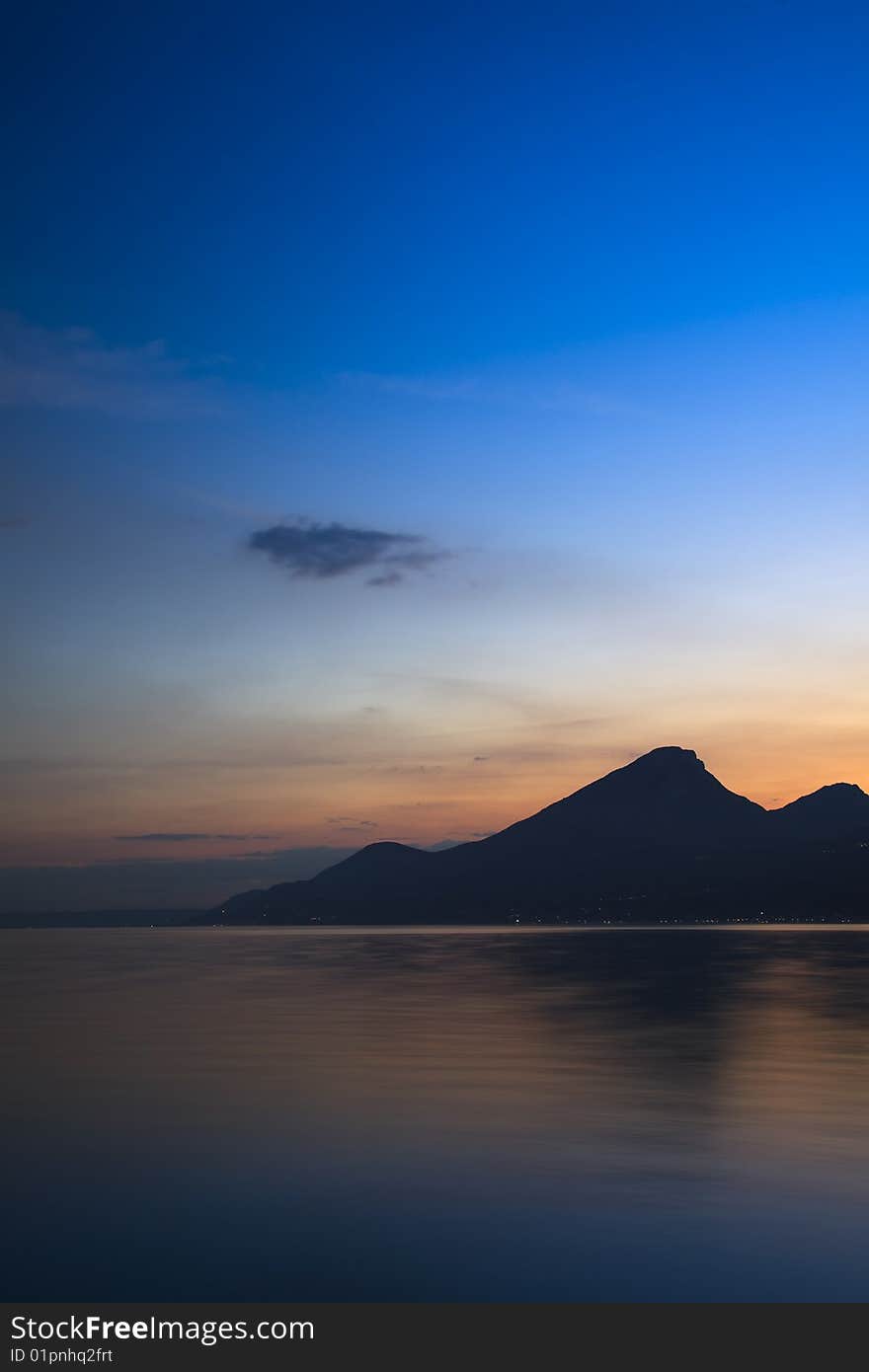 Sunset at garda lake