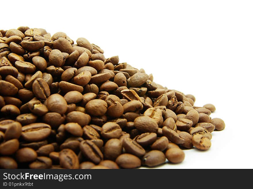 Isolated macro shot of coffee beans