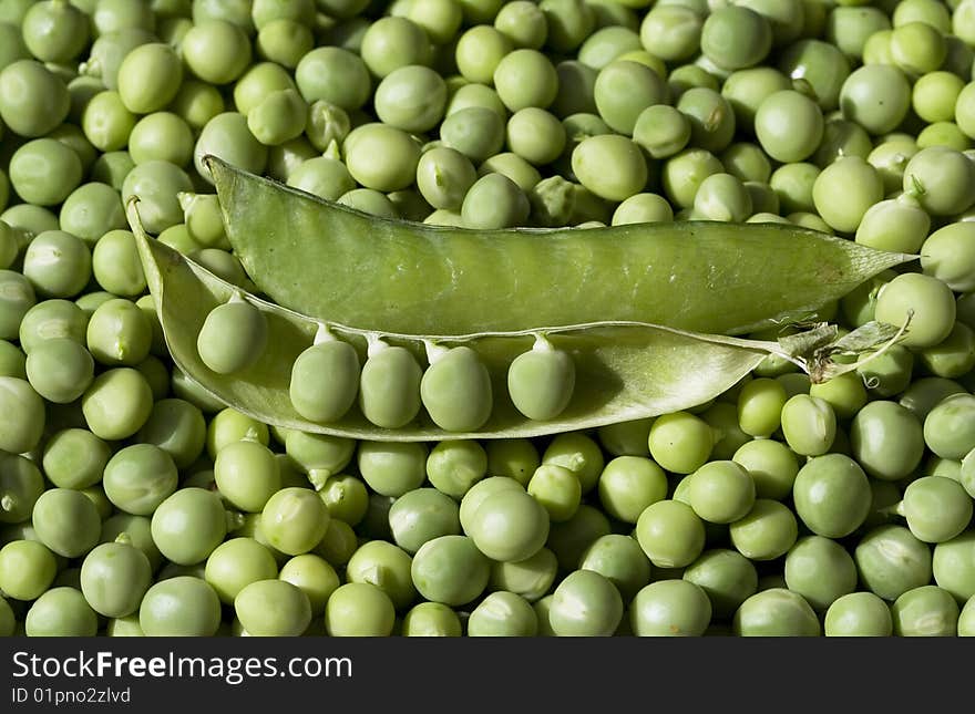 Photo of many fresh green peas. Photo of many fresh green peas