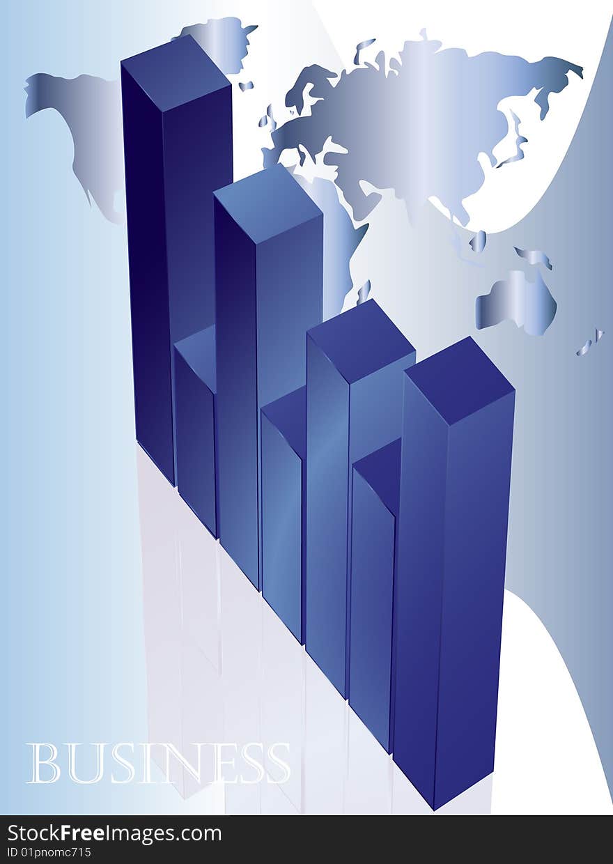 Vector illustration of business graph and map