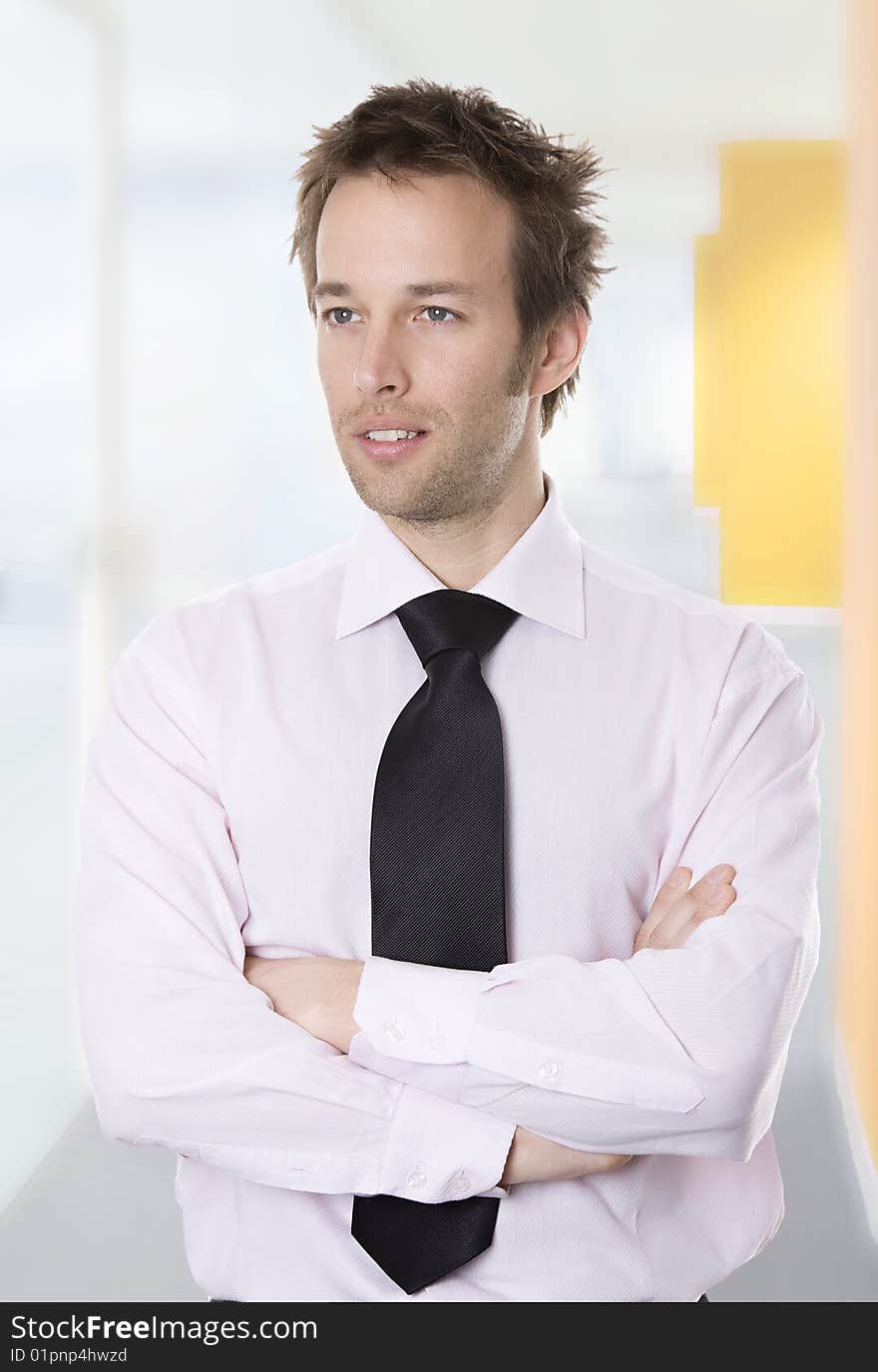 Closeup portrait of confident young business man