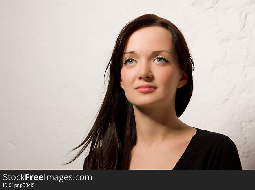 The young beautiful woman, portrait in studio. The young beautiful woman, portrait in studio