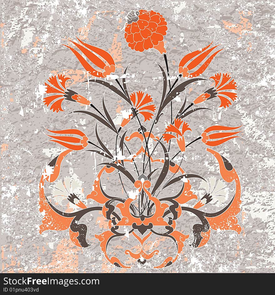 Antique ottoman grungy wallpaper design