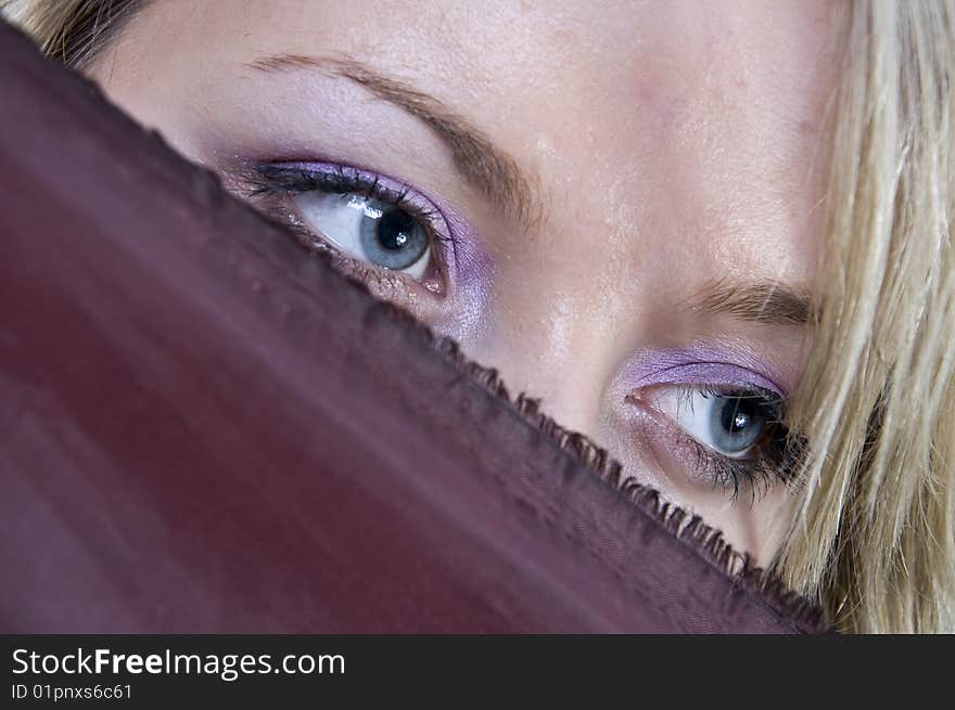 Girl with nice eyes behind a scarf. Girl with nice eyes behind a scarf