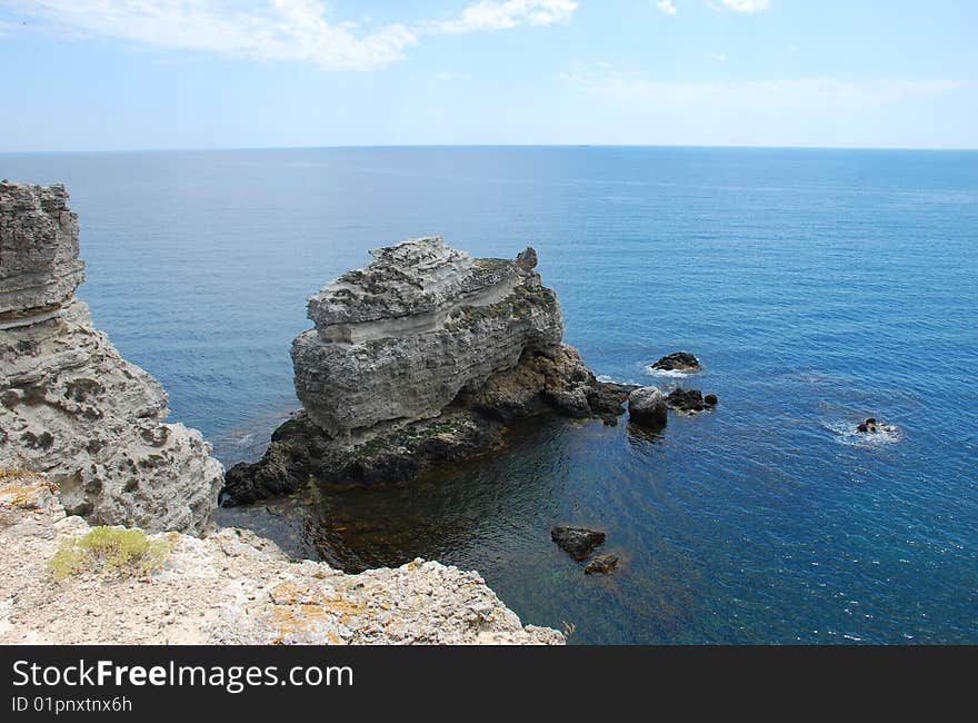 Coast of black sea. Sea and rocks.