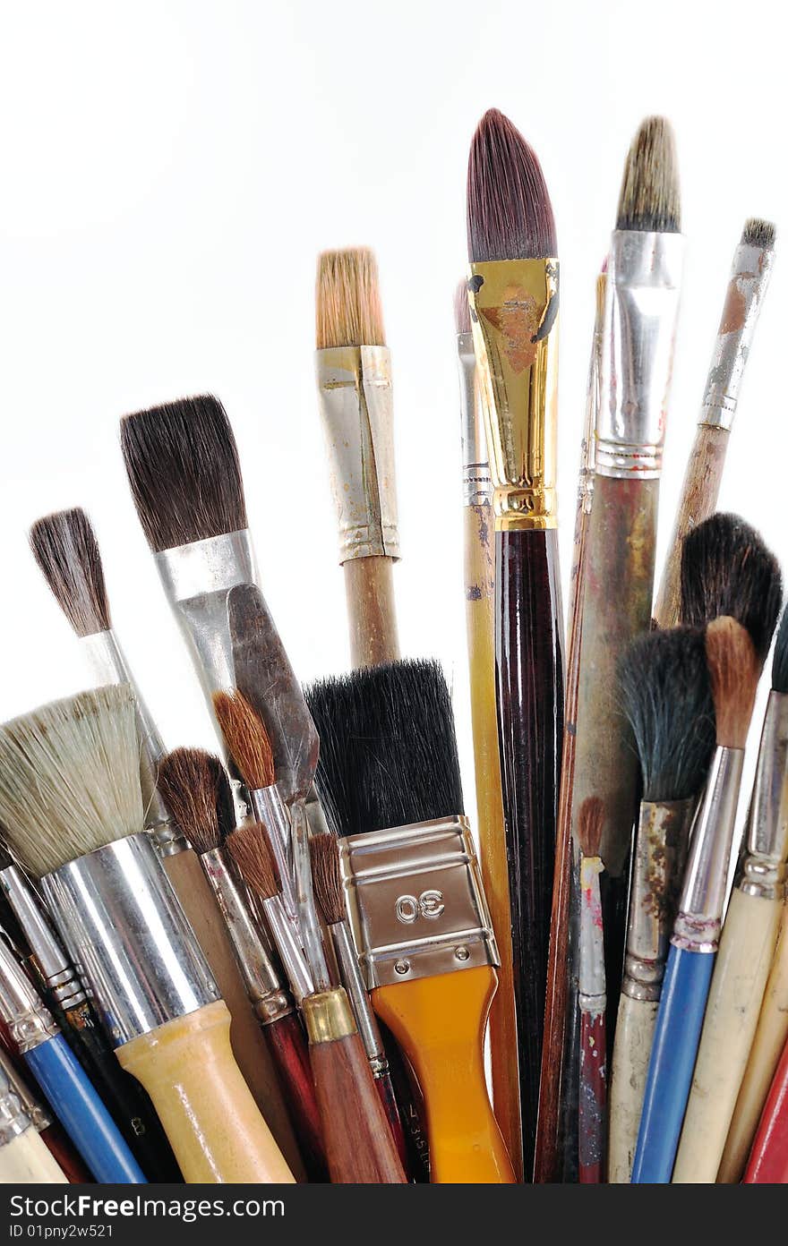 Collection of paintbrush of different size and form