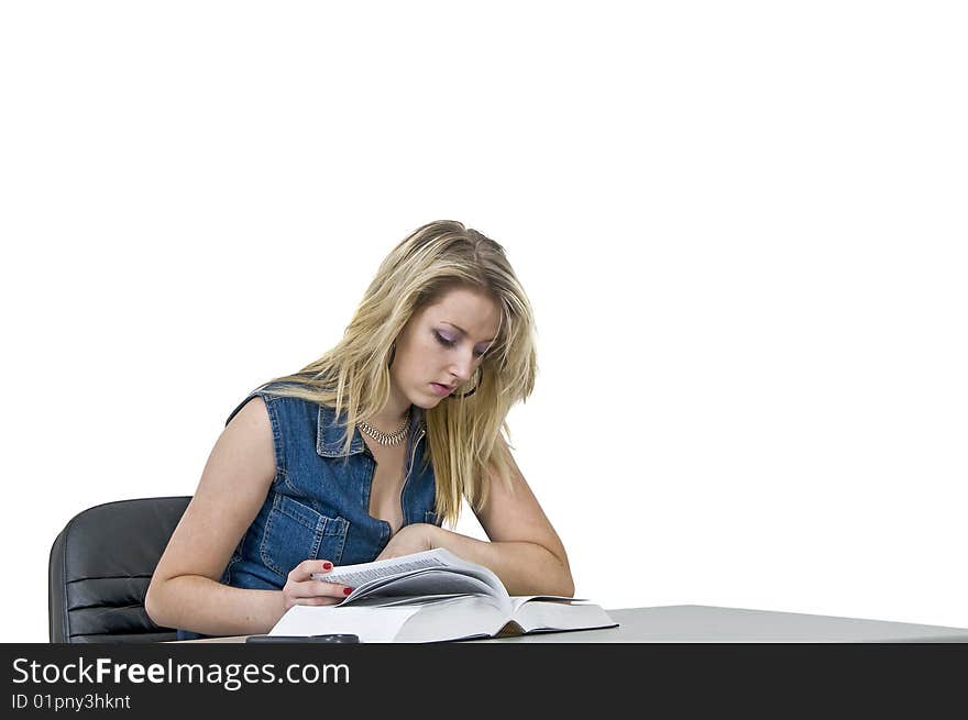 Young girl reading a book