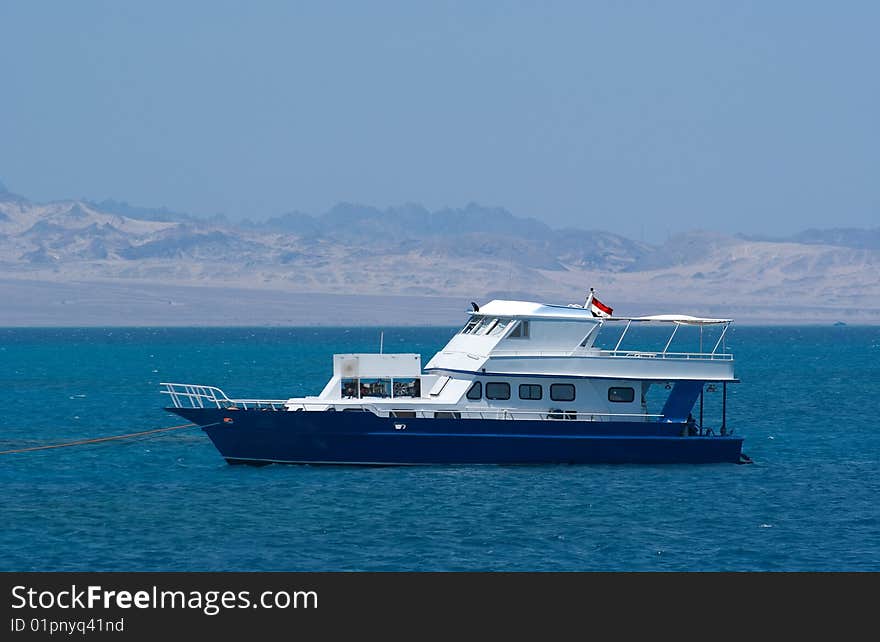 Diving boat moored in Red Sea