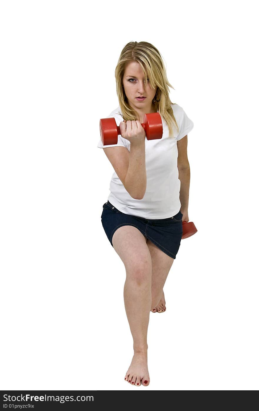 Young girl working out in studio. Young girl working out in studio