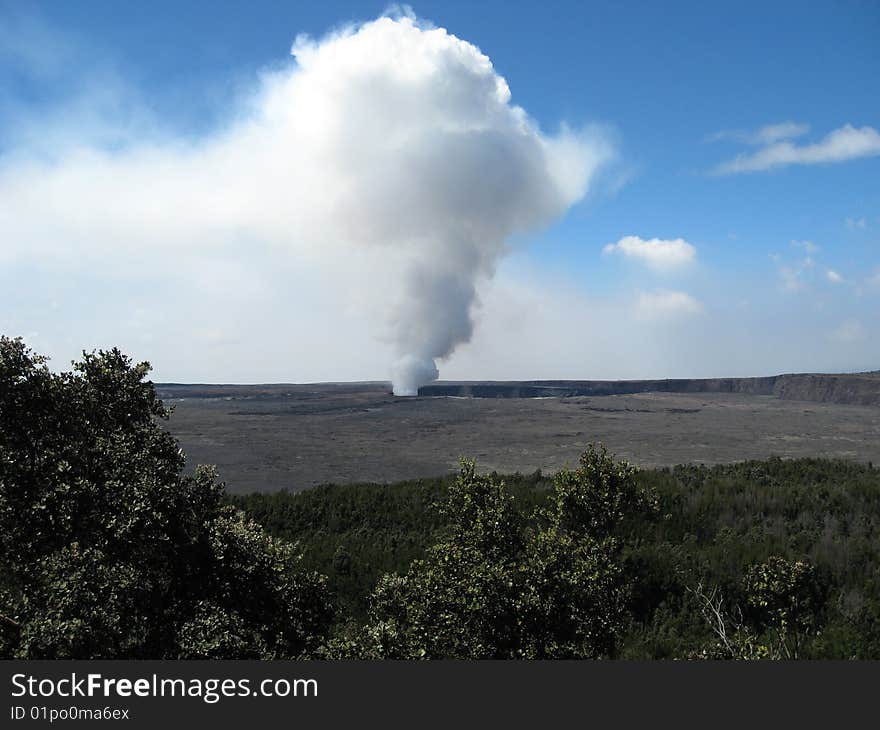 Volcano eruption near kilauea visitors center big island