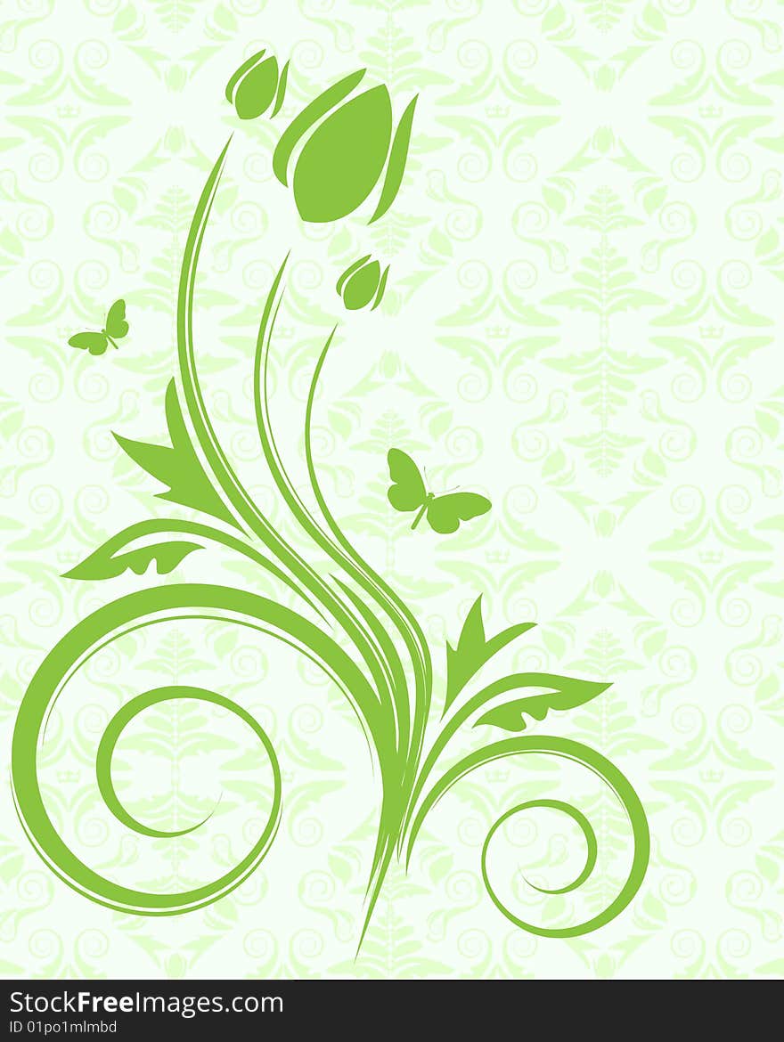 Green floral background with place for your text