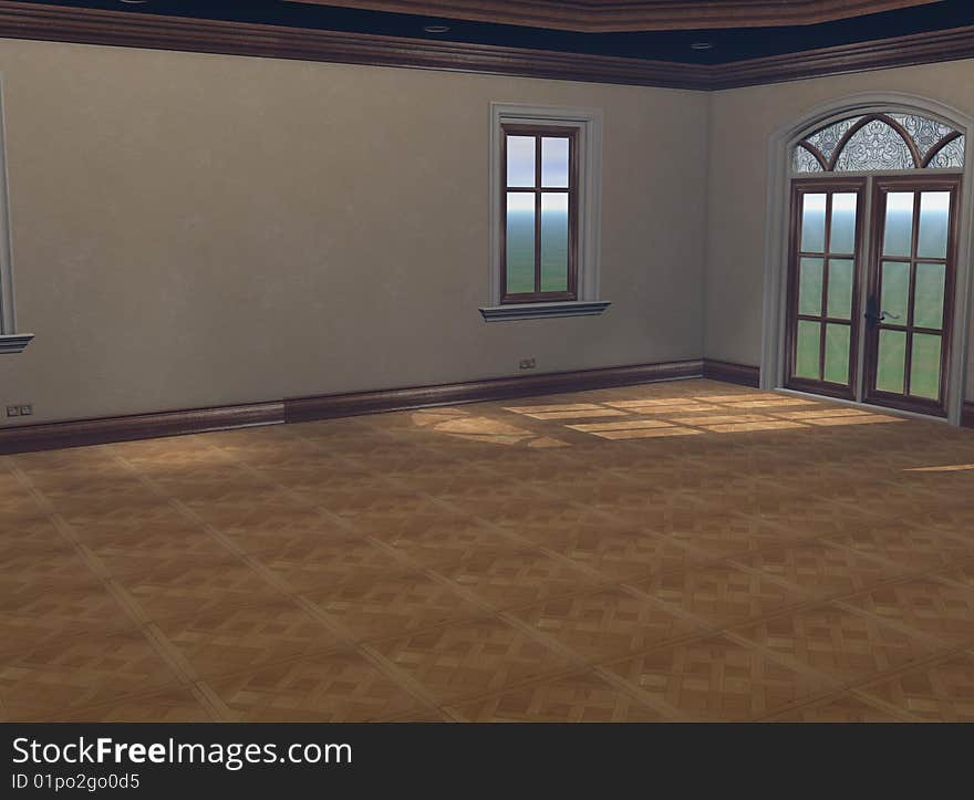 3D render of Empty Great Room