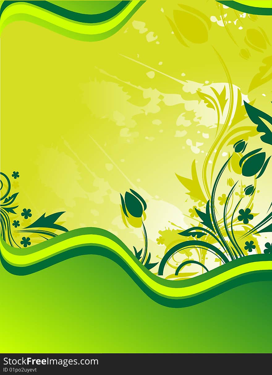 Green floral background with place for your text