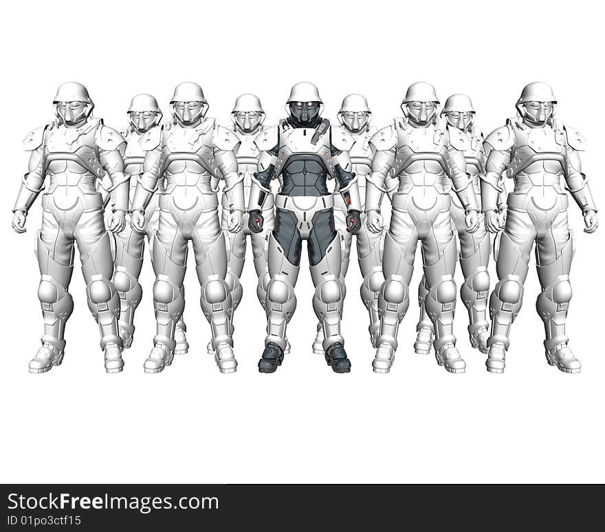 3d Soldiers In A Gas Mask