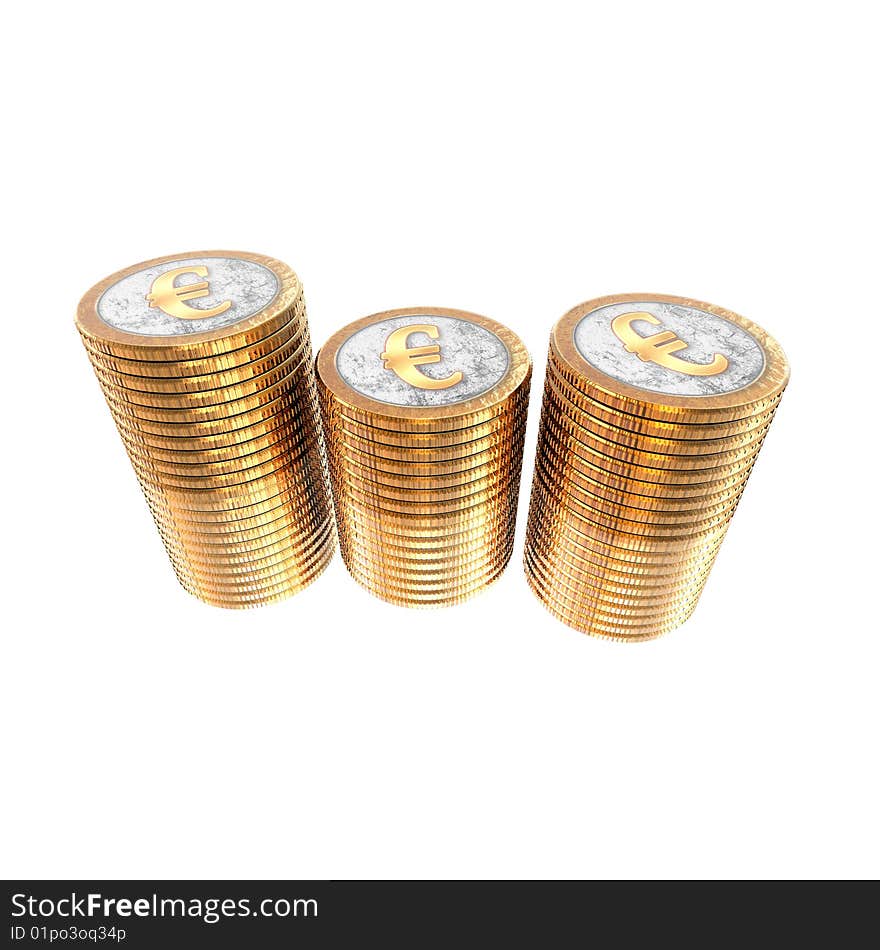 Euro coins isolated on a white background