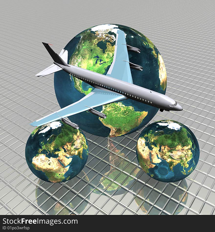 Airliner with a globe