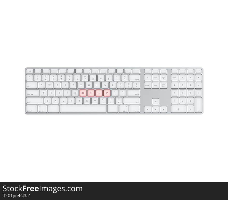 Keyboard with text isolated on white background