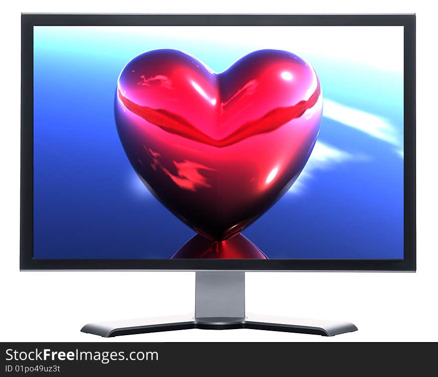 Monitor with 3D hearts