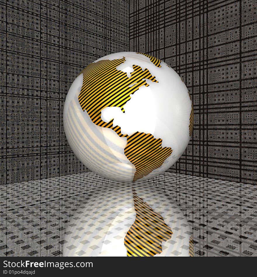 3d earth with stripes texture