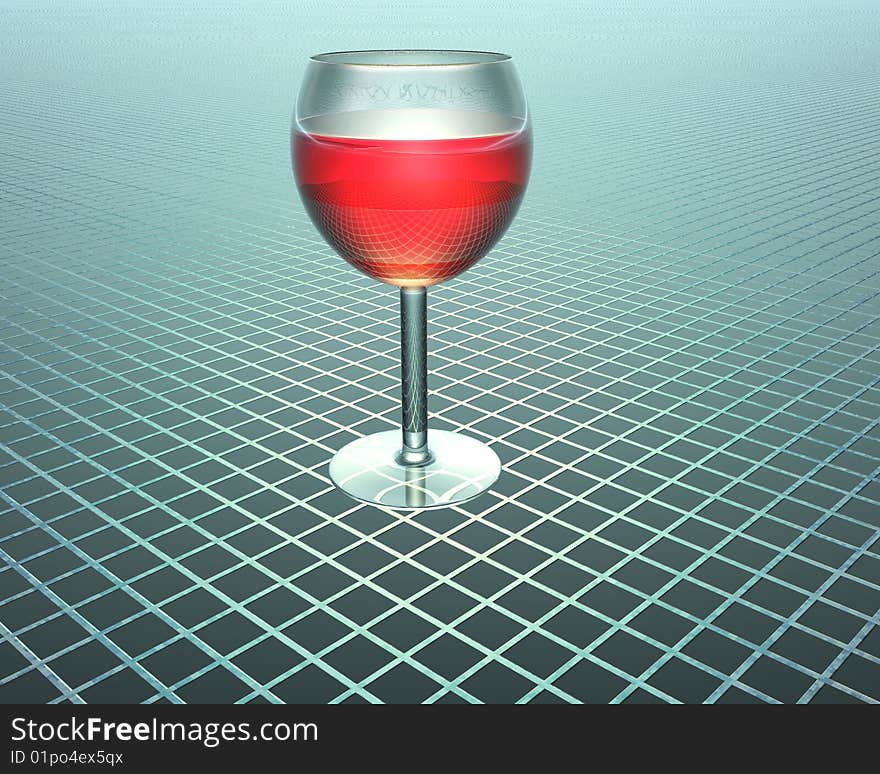 Wine glass in 3D on grid