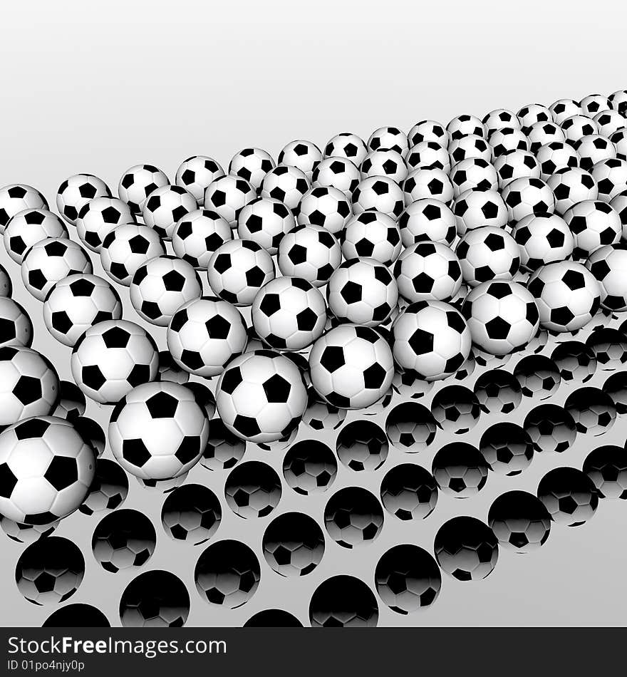 3d Soccer balls abstract illustration