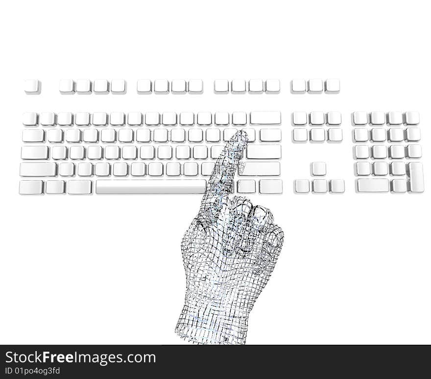 Finger pushing key on keyboard