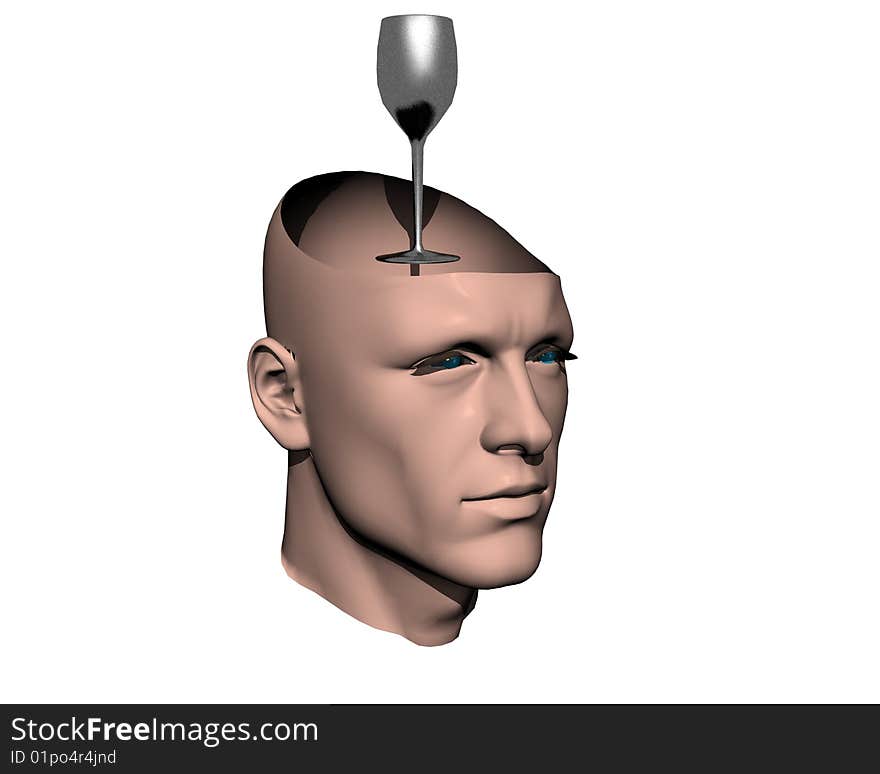 3D Men Cracked Head With Glass