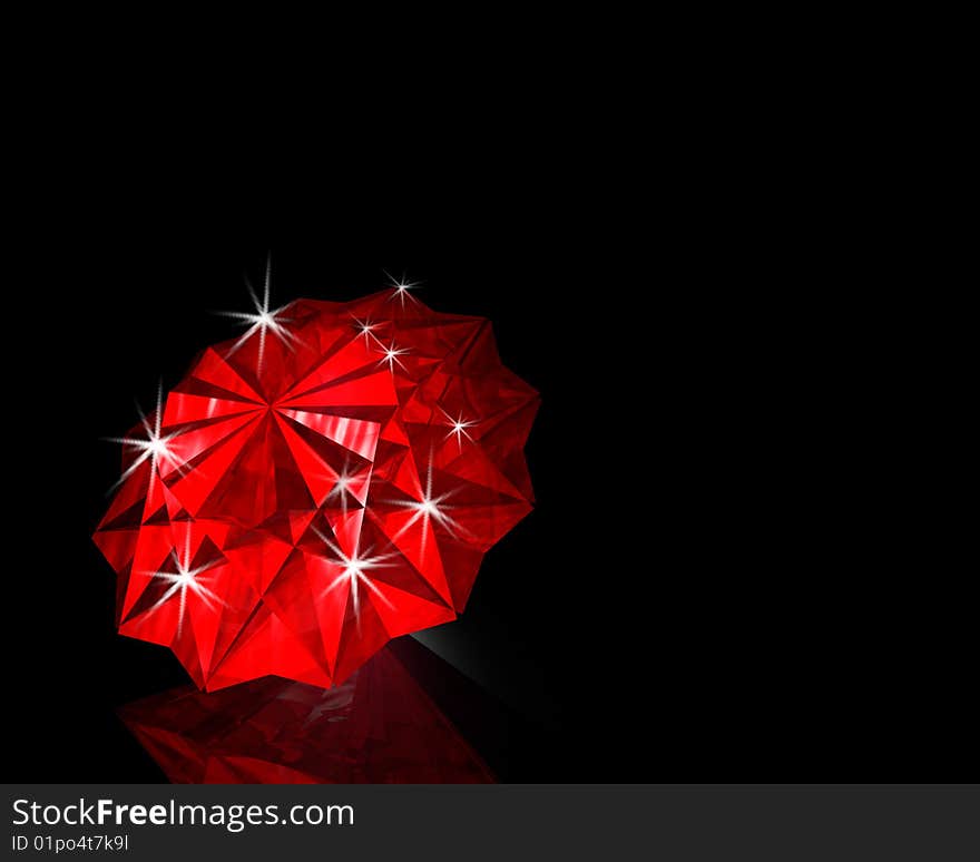 Red cool diamond on black background. Red cool diamond on black background