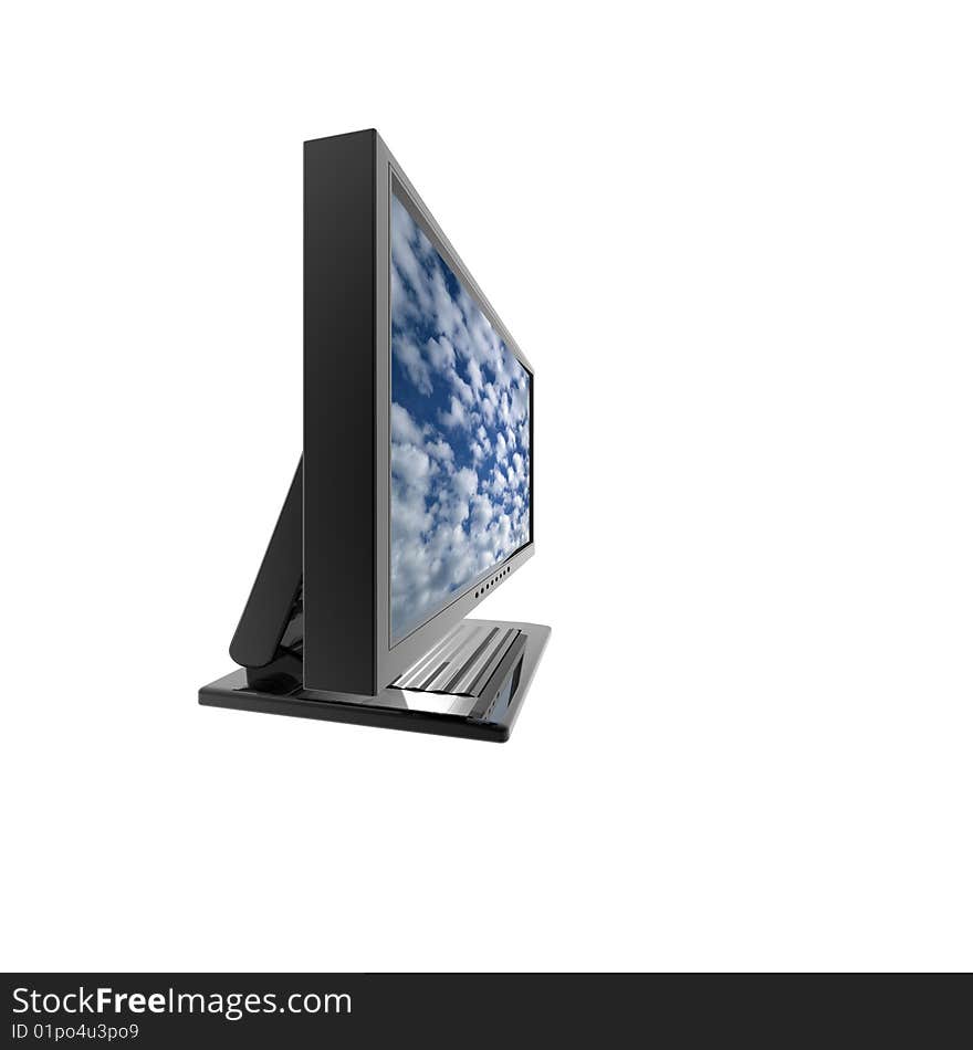 Computer Lcd Flat Monitor Isolated On White