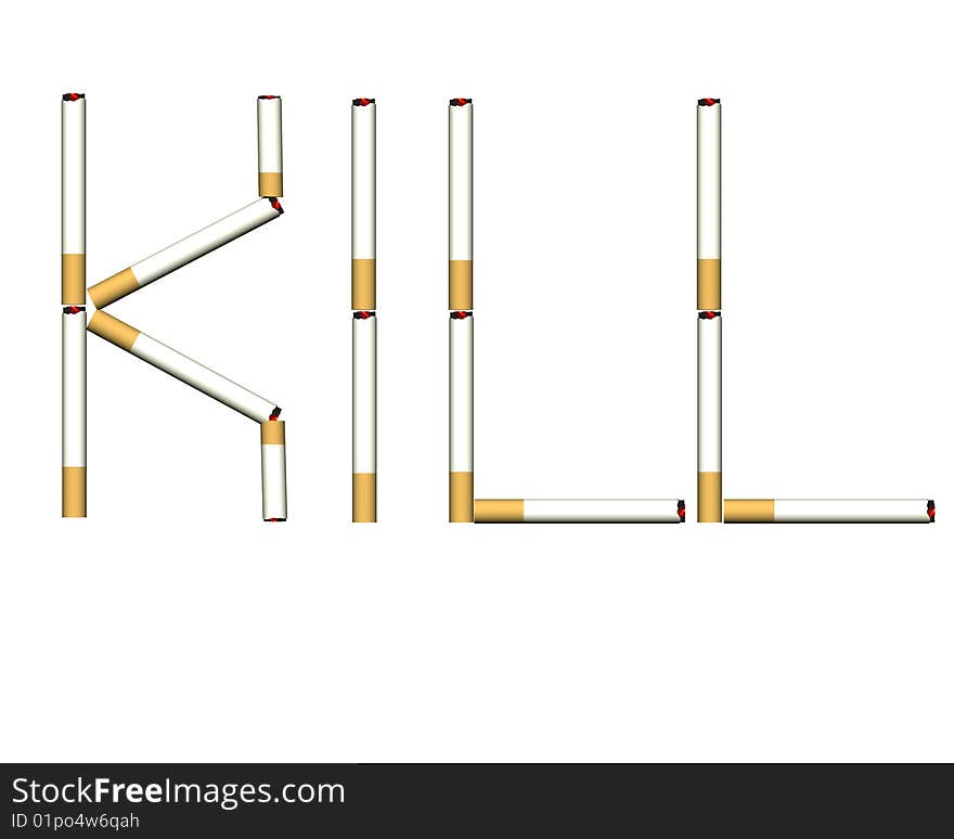 Smoking kills 3d cigarettes