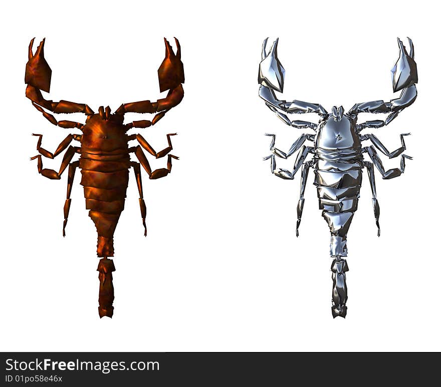 3D bright scorpion isolated on a white background