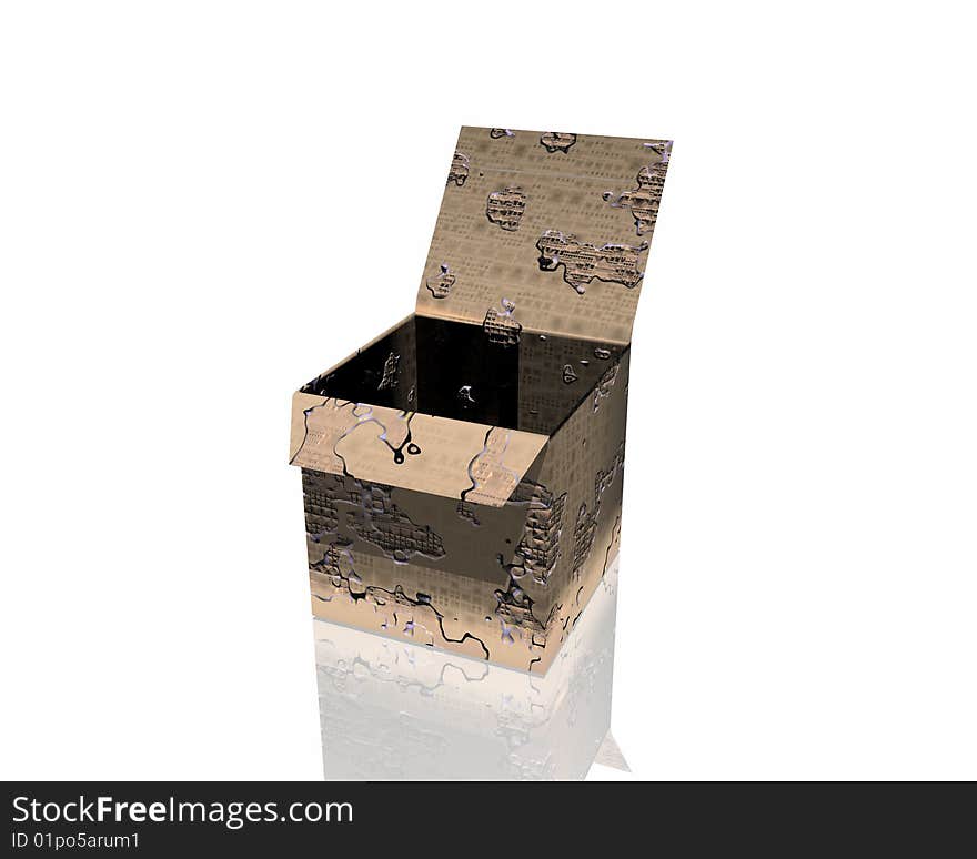 An open cardboard gift box isolated on white