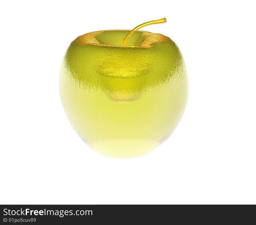 3D bright golden apple