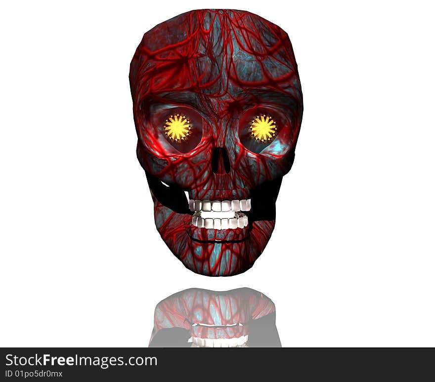 3D big realistic patterned skull isolated on white. 3D big realistic patterned skull isolated on white