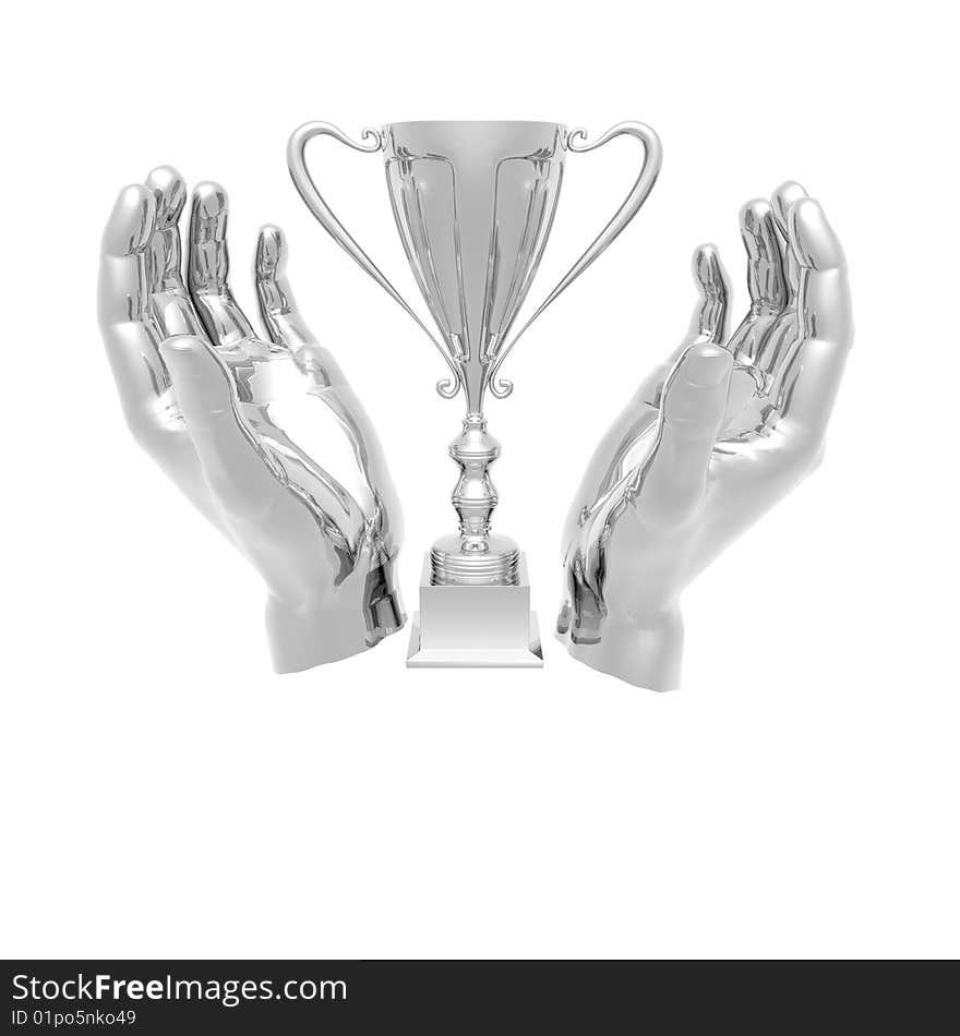 Trophy cup isolated on a white