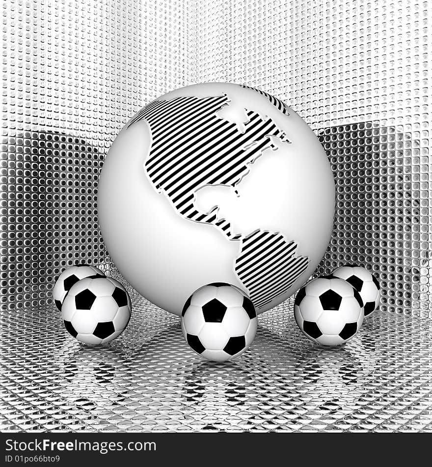 3d Soccer ball with earth