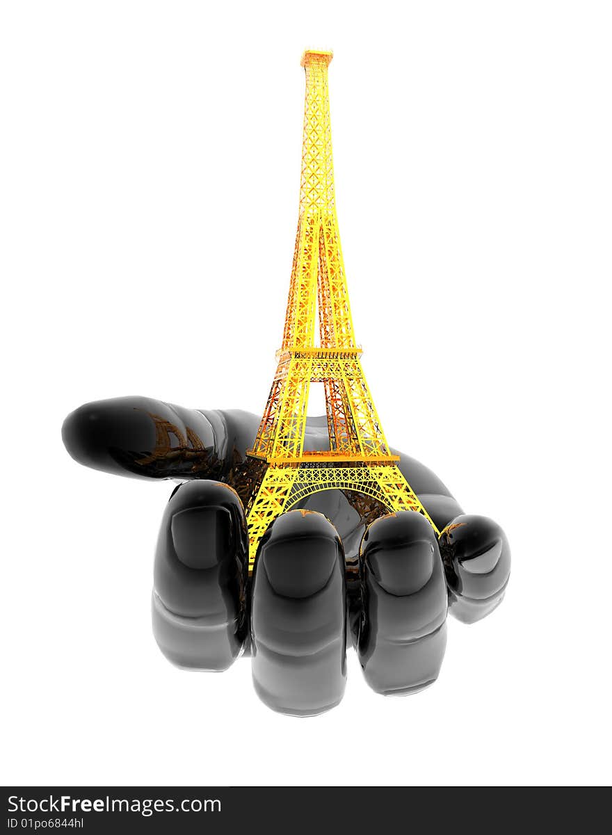 Eiffel Tower In Paris On The Hand