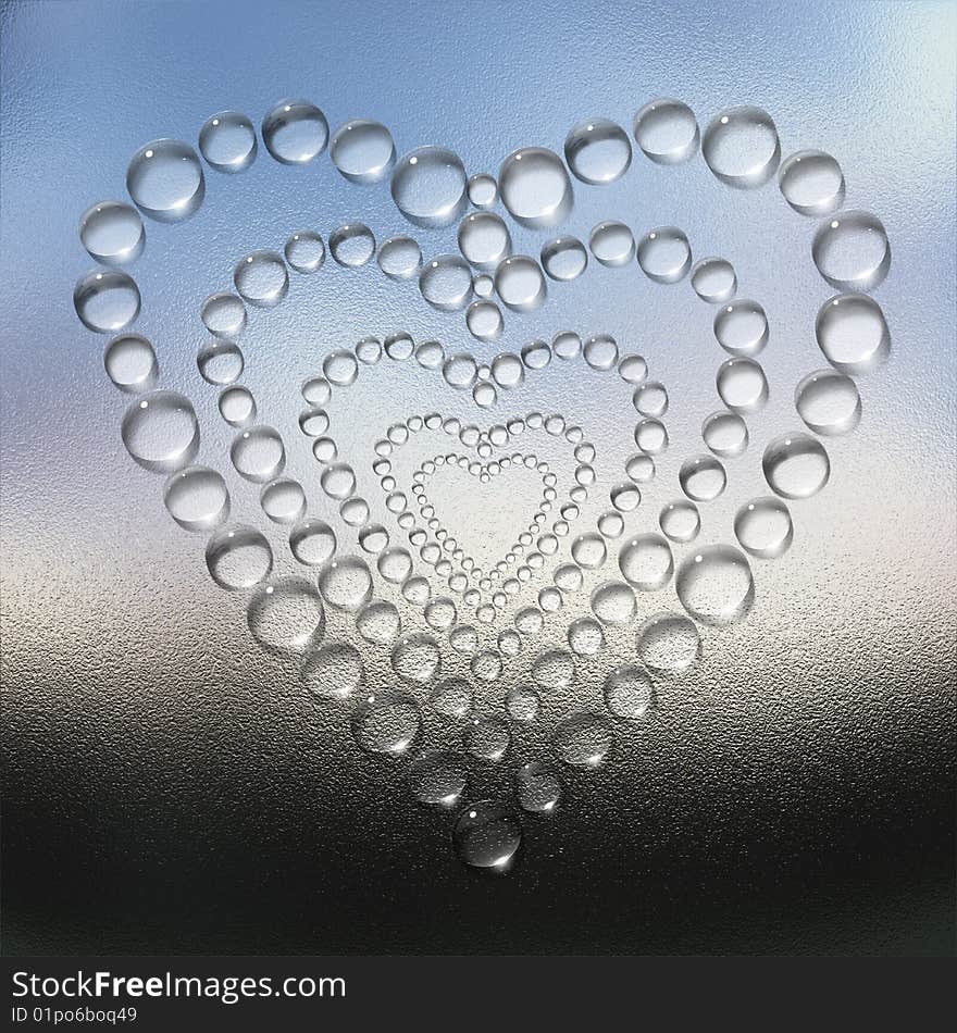 Abstract heart water drops creative background. Abstract heart water drops creative background