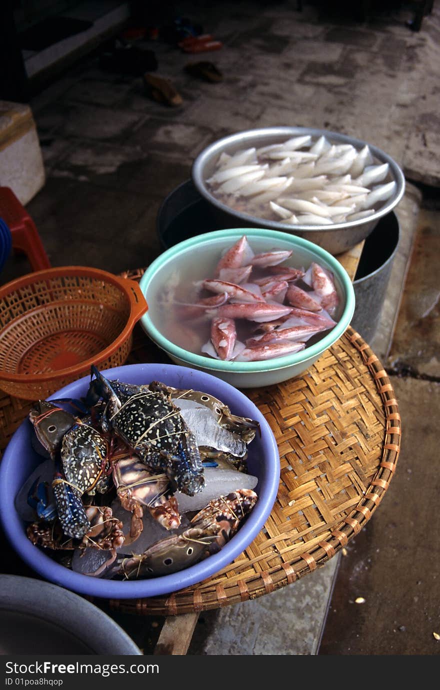 Seafood at a fish market, Vietnam