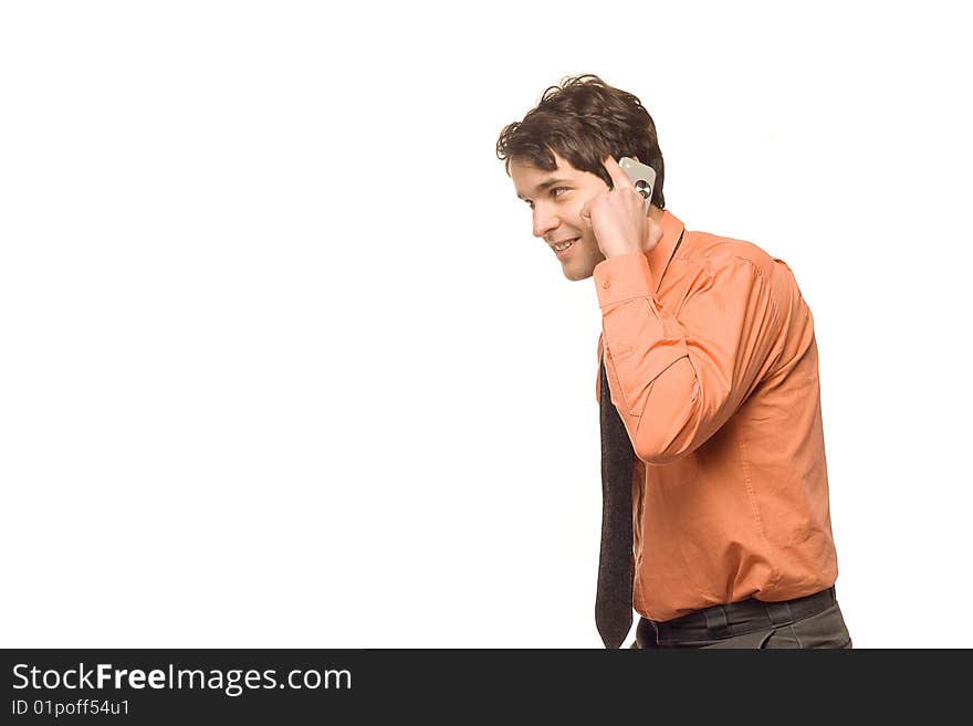 Young, good looking businessman standing in front of a white background. Young, good looking businessman standing in front of a white background