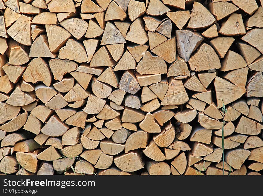 Stacked firewood ready for winter