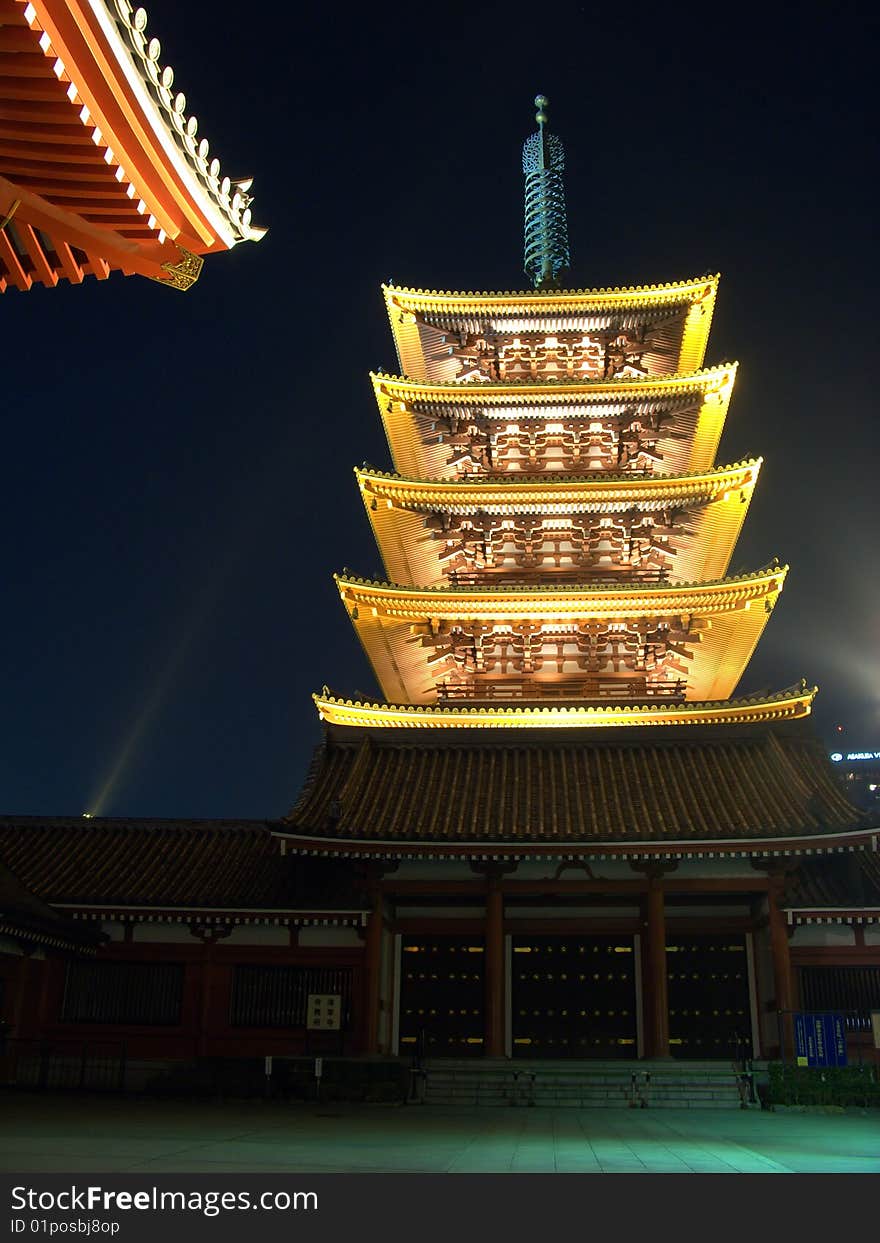 Five storied pagoda near Asakusa Kannon Temple (Tokyo, Japan)