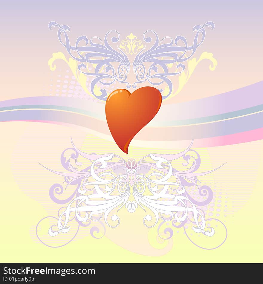 Illustration of a heart in an abstract peaceful coloured enviromental. Illustration of a heart in an abstract peaceful coloured enviromental