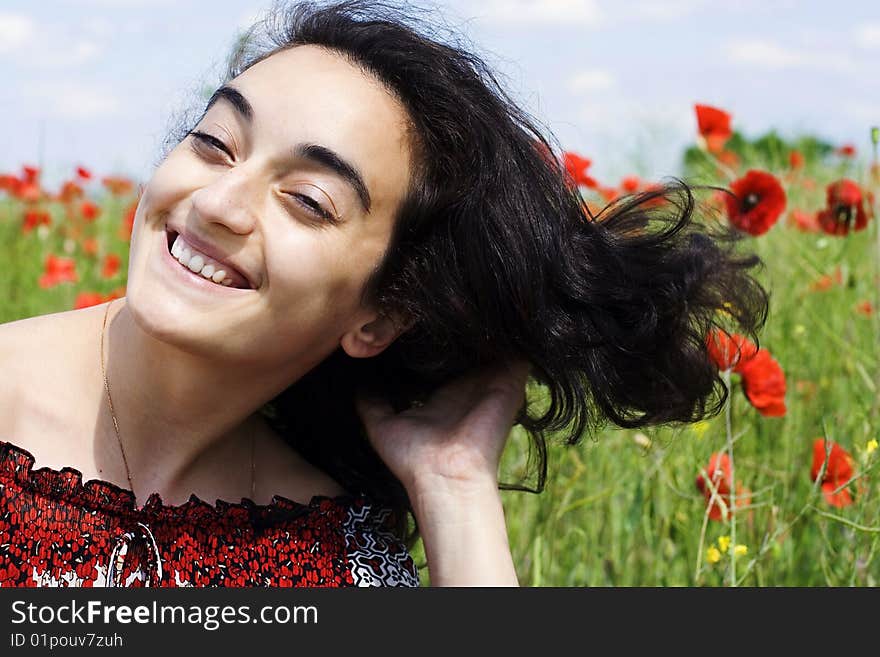 Portrait of a woman with flowers