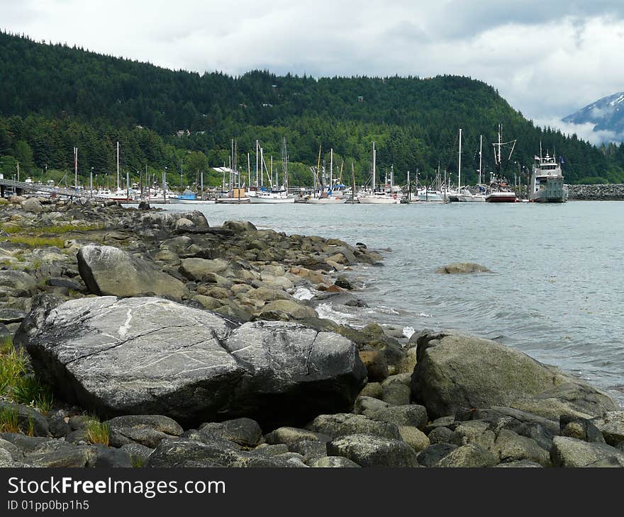 Alaskan coast and port