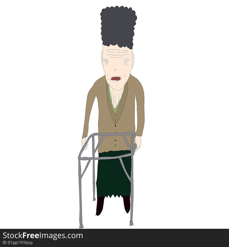 Watch out for the mobile granny with walking aid. Watch out for the mobile granny with walking aid.