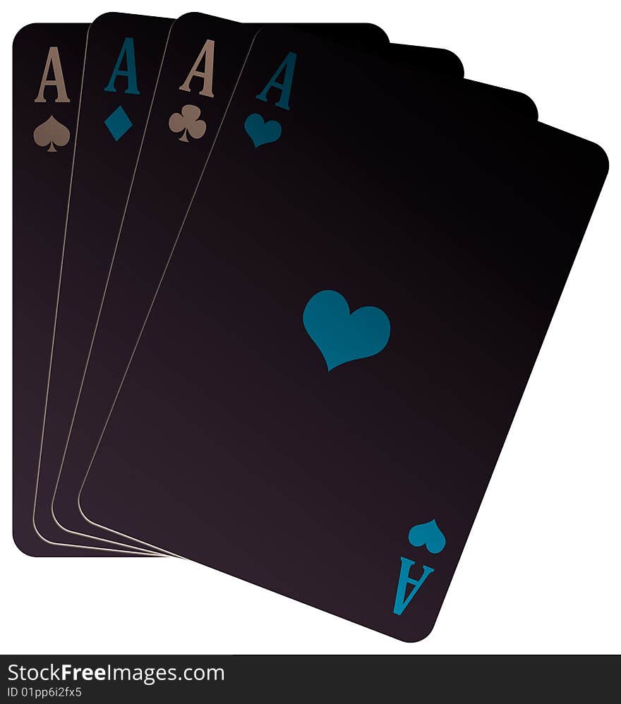 Illustration of a negative poker of aces on a white backround.