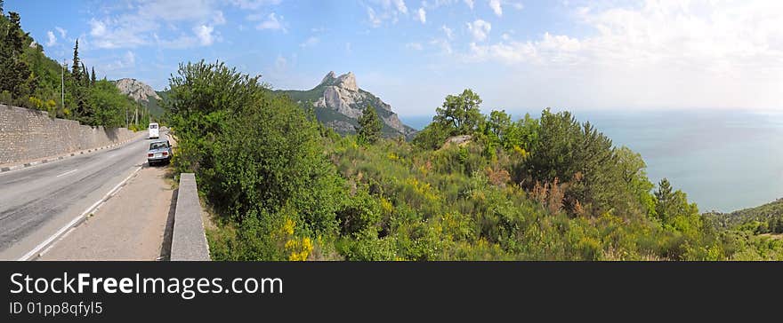 Panorama of the mountains of the south coast of Krimea. Panorama of the mountains of the south coast of Krimea