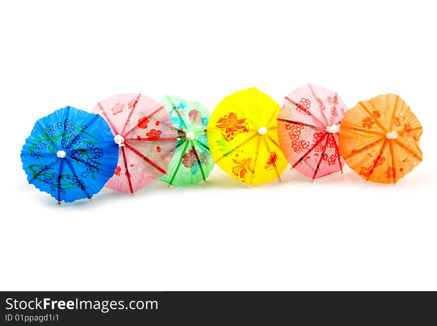 Colorful straw parasol